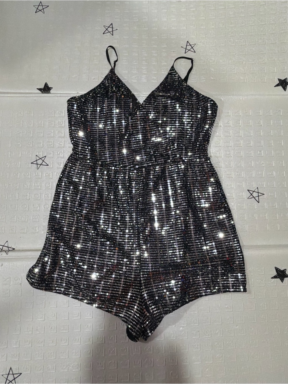 Sparkle Sequin Black One-Piece Romper